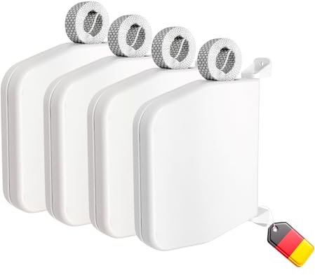 WINRODOOR® Rolladen-Gurtwickler Aufputz – 4er Pack – Mit vormontiertem 6 m Gurt – Robuster Mini-Gurtaufroller für 15 mm Gurt – 180° schwenkbar – Lochabstand 155 mm – Weiß – Made in Germany