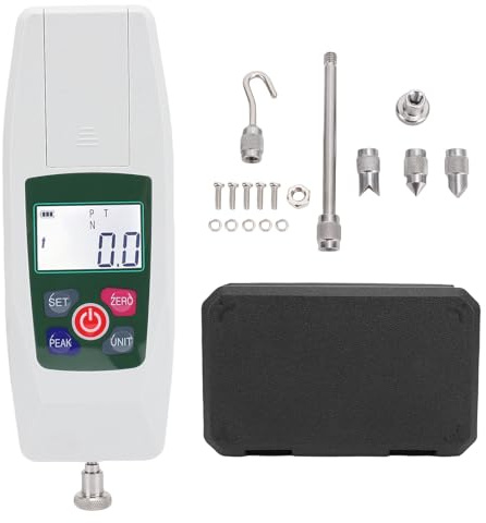 Telituny Digitale Kraftmessgerät, Hochpräzises Push-Pull-Messgerät 100N/10kg Kapazität, Digitales Kraftmesser mit peaks-Hold, 4 Einheiten Umrechnung, für Industrie Labor Qualitätskontrolle