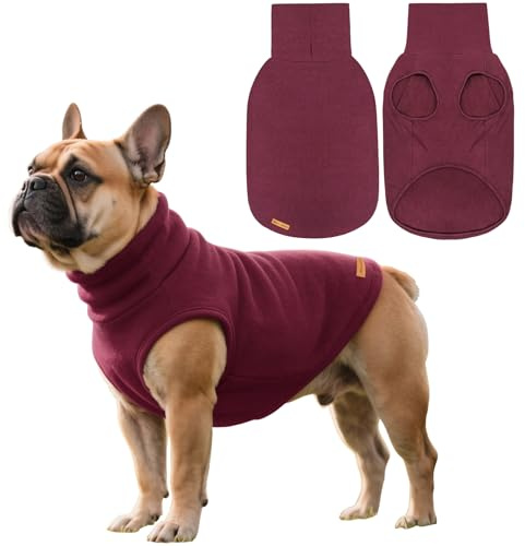 Mosucoirl Suéteres para Perros Suéter Mascotas, Suéter para Perros con Cuello de Tortuga Ropa para Perro cálida Vestido pequeños y medianos XS-4XL (Rojo, XS)
