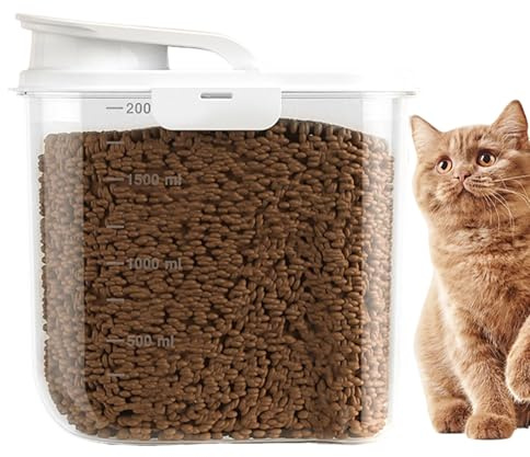 Aufbewahrungsbehälter Für Katzenfutter - 2 Liter Luftdichter Behälter Mit Deckel | Hundefutterbehälter | Aufbewahrungseimer | Für Wohnung, Küche, Speisekammer, Zuhause, Organisation, Katzenleckerlis