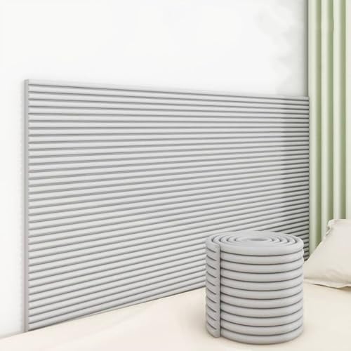 SkyFace Antikollision Selbstklebend Wandkissen 1cm Dick 3D Wandpolster Selbstklebend Bett Kopfteil Wandverkleidung Bett Dekoration Isolierung for Schlafzimmer Wohnzimmer (Hellgrau, 40 x 200 cm)