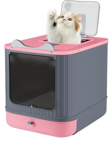 Belfoyer Klassisches Katzenklo 44,5×36,5×34,5 cm – PP Katzentoilette offen & geräumig, hygienisch & pflegeleicht, Rosa