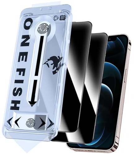 OneFish for iPhone 16 Pro Max Privacy Screen Protector Case Friendly Easy Installation Auto-Dust Removal Bubble Free, Anti Fingerprint,Anti-Scratch HD Clear 2 Pack