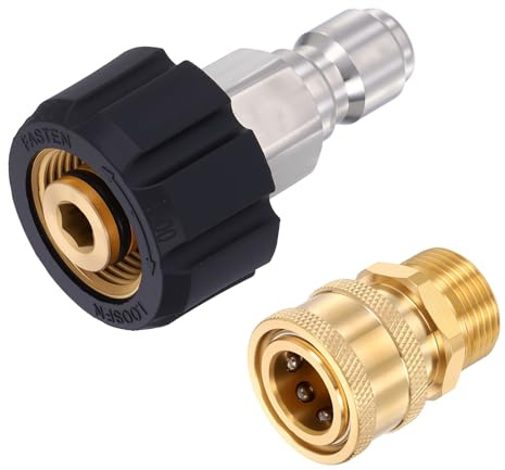QUARKZMAN Raccord Pour Nettoyeur Haute, Femelle M22 14mm Vers Mâle 3/8, Femelle 3/8 Vers Mâle M22 14mm Raccords En Laiton À Connexion Rapide Pivotante Pour Tuyau De Nettoyeur Haute