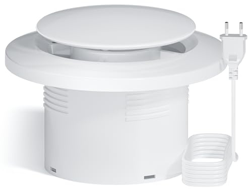 QiCrafe Extracteur d‘Air Silencieux 24dB, Ventilateur Salle de Bain 100mm, Double Roulement à Billes, IPX4 Étanche, Prise EU, Débit 100m³/h, Ventilation Efficace pour Cuisine, WC, Cave et Buanderie