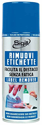 SIGILL, Spray Rimuovi Etichette, Facilita la Rimozione di Etichette di Carta e Residui di Colla di Etichette in Plastica, Alluminio, Made in Italy, Bombola 400 ml