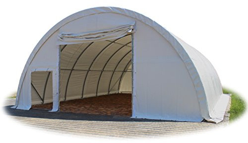 Rundbogenhalle Zelthalle 9,15x20m mit 1m Beinabstand Weidezelt Offenstall Reithalle Weidehütte Reitzelt Maschinen Tier Unterstand Lagerzelt Garage 2300N PVC weiß
