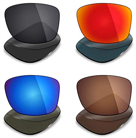 Mryok Lot de 4 paires de verres polarisés de rechange pour lunettes de soleil Oakley Jupiter Squared – Noir/rouge feu/bleu glacé/marron bronze