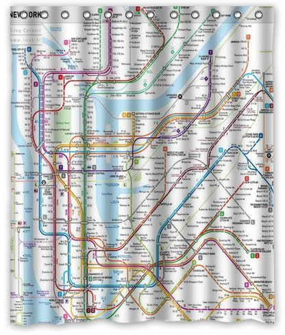 CHATAE Rideau de douche imperméable Motif carte du métro de New York 152,4 x 182,9 cm