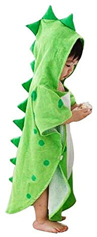 UULMBRJ Serviette de bain pour enfant avec motif dinosaure à capuche pour bébé, Coton, Vert, s