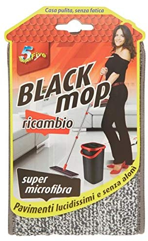 SUPERFIVE 3 PZ Ricambio per ROTOMOP Black MOP 100% Microfibra Piu in Omaggio 1 Panno CHANTECLAIR Bagno