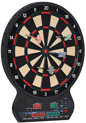 HOMCOM Electronic Hanging Dartboard LED Digital Score Set 27 Games and 202 Variations with 12 Soft Tip Darts