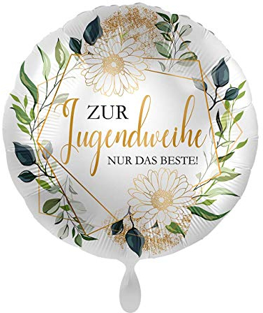 1 Folienballon Zur Jugendweihe nur das Beste weiß bunt Daisys ca 43 cm ungefüllt Ballongas geeignet