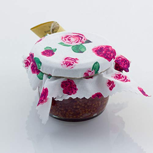 Senf-Rosen | milder Senf mit echten Rosenblütenblättern - Feinkostsauce aus gelber Senfsaat | Zum Grillen, auf Tofu und Lachs 120g