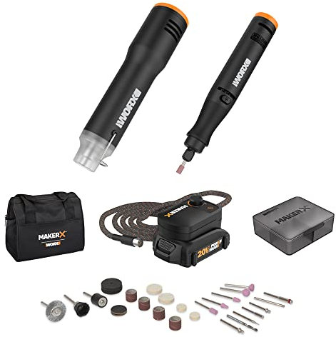 Worx WX989L 20V MAKERX 2-Pc Combo Kit - Rotary Tool + Heat Gun w/ 42 Accessories