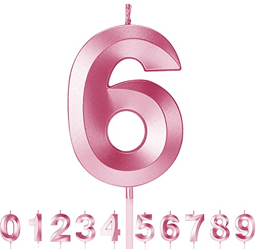 RoserRose Geburtstagskerzen, Geburtstagskerzen, rosa, glitzernd, geeignet für Geburtstagsfeier, Hochzeitstag, Abschlussfeier (6)