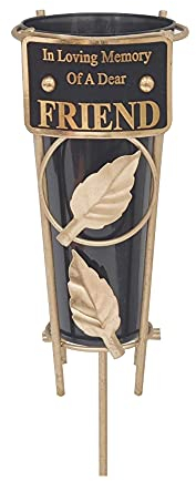 Jarrones con Adornos para tumbas de Espiga, Placas conmemorativas/jarrones Negros con Citas Personalizadas; Decoraciones para tumbas de Metal en Memoria Amorosa de Tus Seres Queridos (Amigo)