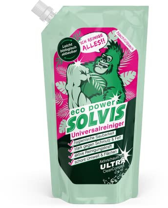 SOLVIS ecoPower Universalreiniger (Nachfüllpack 1 L) – kraftvoller Allzweckreiniger, starker Schmutz- und Fettlöser, Putzmittel – umweltfreundlich, Reinigungsmittel, Küchenreiniger, hygienisch