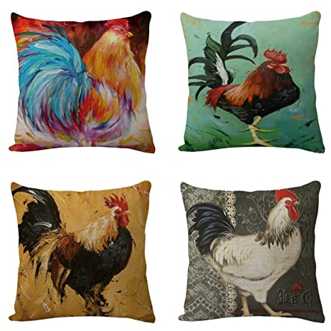 Dekokissen, Kissenbezug, Kissen, Dekokissen, Zierkissen, Deko Kissen, Sofakissen, Kissenhülle, Kissen Set, Pillow Cover, Home Sofa Kissen Deko, Kissen Bezug, Hähnchen 75x75 D7424