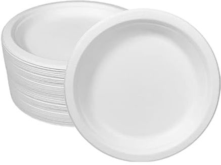 Ecorigin Platos desechables y ecológicos de caña de azúcar. Pack de 500 Unidades y 15 cm. Compostables y biodegradables.