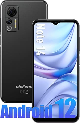 Ulefone Note 14 Téléphone Portable Pas Cher Android 12 7Go+16Go ROM/SD-128Go, 4500mAh Quad Core Écran 6.52, 8MP+5MP, Smartphone Pas Cher 4G Mobile Phone Dual SIM, 3 Card Slots, Face ID 2Ans Garantie