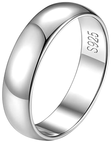 FindChic Herrenringe Silber 925 Silberringe Damen 5mm Trauringe gebürstet Minimalistischer Verlobungsringe Partnerringe für sie und ihn Polierte Promise Ring Paar Modeschmuck Größe 65