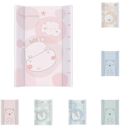 Kikkaboo Wickelauflage Hart-PVC 80x50cm Wachstumsskala erhöhter Rand wasserdicht, Farbe:rosa