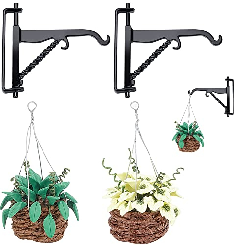 WEBEEDY 4 Stück Miniatur Puppenhaus Pflanzen Set Hängepflanze mit Korb Mini Garten Topfpflanzen Miniatur Künstliche Pflanzen Modell für 1:12 Puppenhaus Feengarten Dekor
