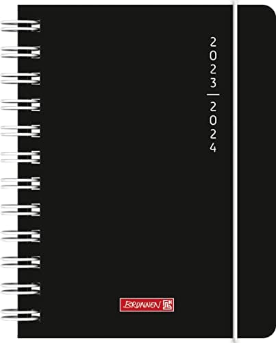 BRUNNEN Schülerkalender „Plain Black“ 2023/2024 1 Seite = 1 Tag A6 schwarz