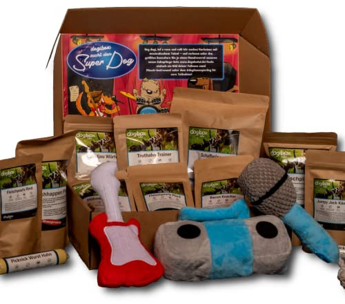 dogibox Überraschungsbox mit Plüsch-Spielzeug und Leckerli für Hunde - Made in Germany - Für kleine Hunde (bis ca. 12 kg)