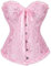 SZIVYSHI Femme Corset Rose Grande Taille Gothique Satin Corsette Sein Nu Minceur Lingerie avec Ruban Lacet,Taille M