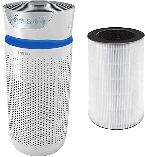 HoMedics Kompakt-Luftreiniger mit UV-C-, HEPA- & Kohlefiltern - UV-Reinigungslichttechnologie tötet Keime & AP-T30 HEPA-Filter, Ersatzfilter für HoMedics TotalClean Luftreiniger AP-T30, weiß/grau
