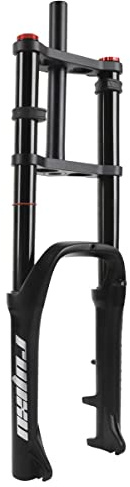 RUJIXU 20 Inch Fat Fork 4.0 Tire Disc Brake Travel 140mm MTB Bike Air Suspension Fork 1-1/8 DH Rebound Adjustment QR Electric Bicycle Front Fork 9x135mm (Color : Black, Size : 20inch)