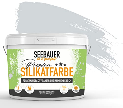 SEEBAUER diy Silikatfarbe Hellblau 300ml für Innen (No. 847 Pale Heaven) Atmungsaktive Mineralfarbe für Allergiker - Abwaschbare Wandfarbe - Blautöne hohe Deckkraft