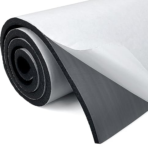 Plaque de mousse en néoprène auto-adhésive multifonction - Rouleau de mousse - Isolation acoustique - Antidérapant - Absorption des chocs (300mm X 12mm X 3m, Noir)