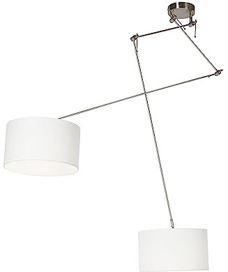Qazqa Smart led Modern Pendelleuchte, Pendellampe - Blitz - Weiß, Rund, 2700K - 6500K, dimmbar, 2-flammig, Ideal als Küche lampe und Wohnzimmerlampe