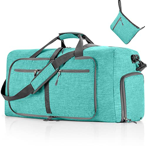Vomgomfom 85L Reisetasche mit Schuhfach, Große Falttasche für Camping, Reisen, Fitness, Minzgrün