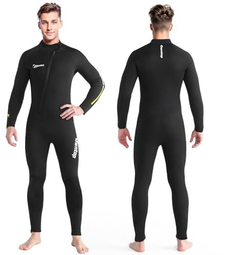 Owntop Trajes de Neopreno 5mm para Hombres - Adultos Traje de Buceo de Neopreno, Cremallera Frontal Longitud Completa, Flexible ultracálida para Buceo Surf en Aguas Frías, Negro 3XL