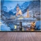 Aidatain Winter Europäischer Wandteppich – Bayerische Alpen, schneebedeckter Berg und österreichische Dorflandschaft, Größe 203,2 cm L x 152,4 cm B, Kunst-Tapisserie für Wohnzimmer und Schlafsaal