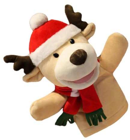 STOBOK Weihnachts-Plüsch-Handpuppe Weihnachtliches Braunes REH Weiche Handpuppen Für Kinder Interaktives Plüschspielzeug Urlaubsparty- Für Geschichtenerzählen Unterrichten