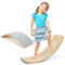 KOMFOTTEU Balancierbrett Balanceboard Holz, Wackelbrett mit Flitz, Kurviges Board für Balancier, Balance Board Gleichgewichtsboard bis 220kg belasbar, für Kinder & Erwachsene (90x30x19 cm)