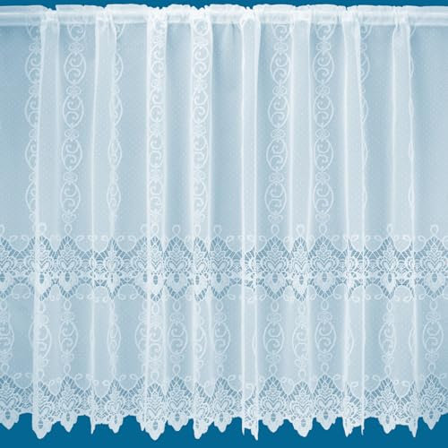 Amelia Heavy All Over Pattern Net Curtains In White - Sold By The Metre (Drop: 91cm (36))