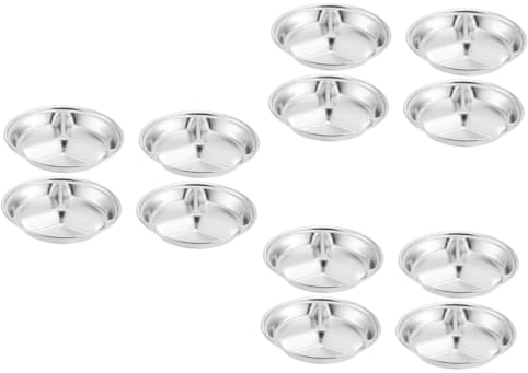 ABOOFAN Lot De 3 Plateaux De Service Robustes En Acier Inoxydable Assiettes À Sauce Et Assaisonnement Compartiments Divisés Pour Apéritifs 4 Pièces X 3