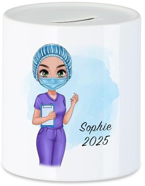 Kiddle-Design Krankenschwester Spardose Personalisiert - Heldin Freundin Pflegerin MFA Geschenk Examen Medizin Dankeschön Ärztin