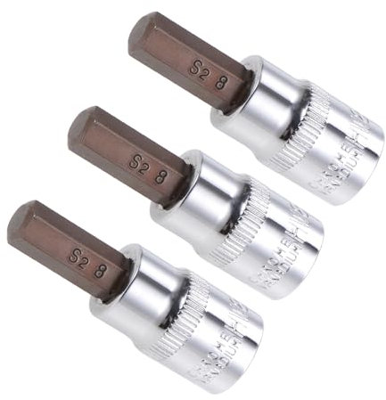 CoCud Llave de Vaso Hexagonal Métrica H8 (8mm) Vaso de 3/8 Accionamiento de 1.5 Largo Acero de Aleación S2 Tratado Térmicamente Cr-V - (Aplicaciones: para Sujetador) 3 Piezas