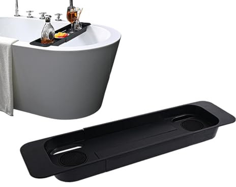 Badewannentabletts für Badewanne, einziehbarer Tisch, Badewannentablett, solider Badezimmer-Caddy, wasserdichter Badewannen-Organizer, Wein- und Buchhalter, Tablet-Halter, Badewannen-Caddy,