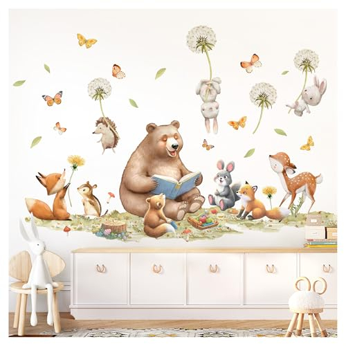 Little Deco Graz Design DL5066-03 Sticker mural décoratif pour chambre d'enfant Motif animaux de la forêt et renard
