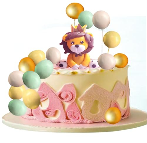 Neodtx Tierfiguren Tortendeko Tiere 16 Stück Löwe Kuchendekoration Kugeln Waldtiere Geburtstagstorte Deko Safari Tortendeko 1. Geburtstag Dschungel Animals Kuchen Deko Für Mädchen (Löwe)