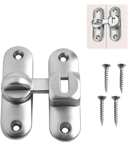 Serratura Porta Catenaccio,Serratura Per Porta Scorrevole, Con Viti,Chiavistello Scorrevole,Chiavistello Per Porta in Legno,Serratura in Acciaio Inox,per Cucine,Camera Da Letto,Studio,Bagni(argento)