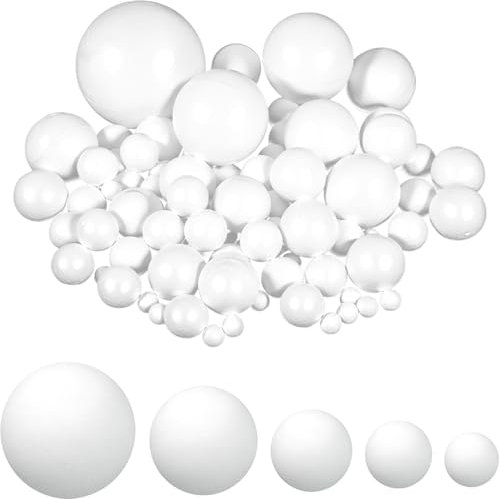 HXJDAM 75 Stück Styroporkugeln, Styroporbälle Polystyrol-Ball Weiß, Styroporkugeln zum Basteln, Kunstdeko, Heimwerk, Handwerk(5 Größen: 15 je für 2cm, 2.5cm, 3cm, 4cm und 5cm)